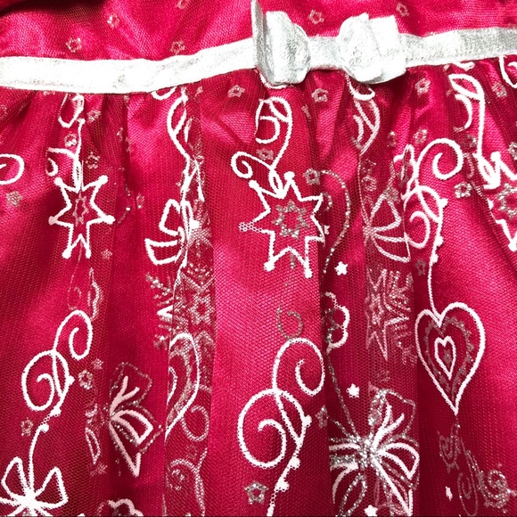 Red Velvet Sparkle Snowflake Holiday Bow Dress 2T - Picture 4 of 8